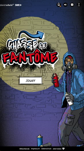 Mobile Ansicht der Startseite der Lenanwendung Chasse le Fantôme