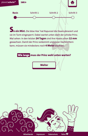 Mobile Ansicht der Lernanwendung Dreisatztrainer