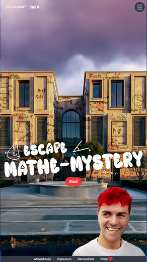 Mobile Ansicht der Startseite der Lernanwendung Escape Mathe-Mystery