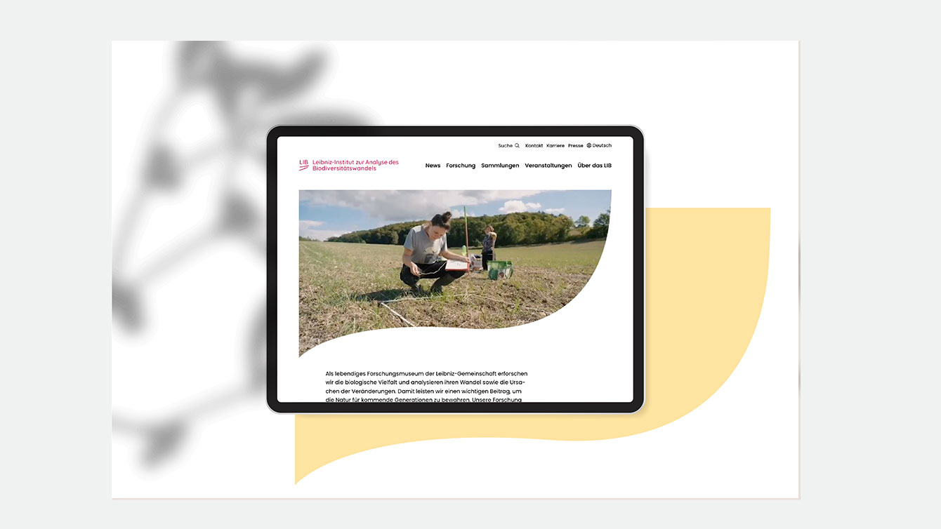 Screenshot der Startseite des Leibniz-Institut zur Analyse des Biodiversitätswandels